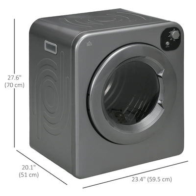 HOMCOM Compact Laundry Dryer Machine, 1300W, 3.22 Cu. Ft. Electric Portable Clothes Dryer with 7 Drying Modes for Apartment or Dorm, Grey