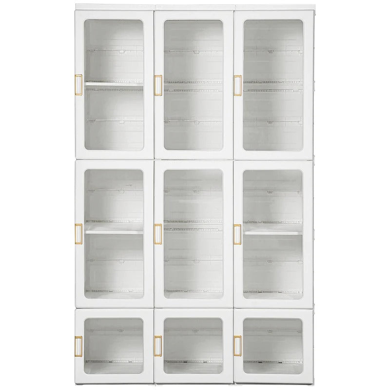 HOMCOM Portable Wardrobe Closet, Bedroom Armoire, Foldable Clothes Organizer with Cube Storage, Hanging Rods, Magnet Doors, White