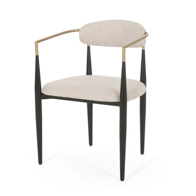 Set of 2 Modern Dining Chairs with Iron Frame and Gold Accent, Dining Seats for Ultimate Comfort and Style, 23 L x 22 W x 31.5 H, Beige