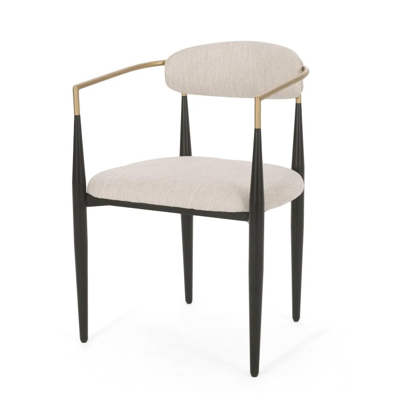 Set of 2 Modern Dining Chairs with Iron Frame and Gold Accent, Dining Seats for Ultimate Comfort and Style, 23 L x 22 W x 31.5 H, Beige