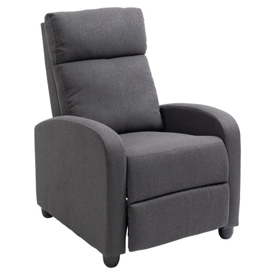 HOMCOM Fabric Recliner Chair Manual Home Theater Seating Single Reclining Sofa Chair with Padded Seat for Living Room, Dark Grey