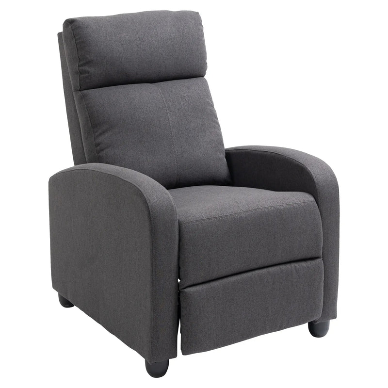 HOMCOM Fabric Recliner Chair Manual Home Theater Seating Single Reclining Sofa Chair with Padded Seat for Living Room, Dark Grey