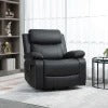 HOMCOM PU Leather Reclining Chair with Vibration Massage Recliner, Swivel Base, Rocking Function, Remote Control, Black