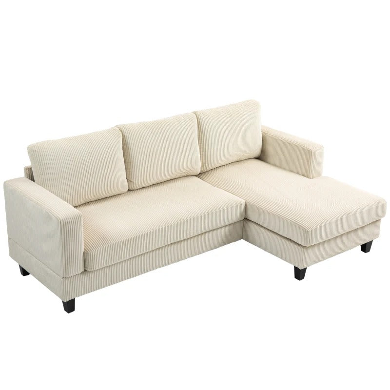 HOMCOM L Shaped Couch, L Shape Sofa with Chaise Lounge and Spring Cushion for Living Room, Bedroom, Beige