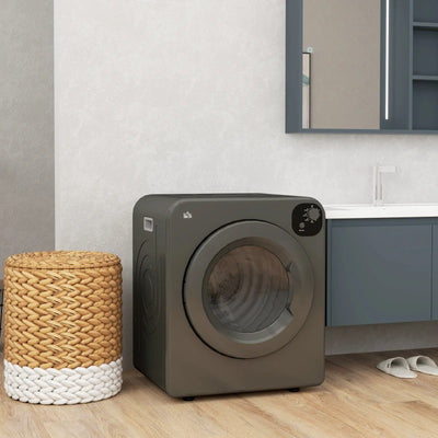 HOMCOM Compact Laundry Dryer Machine, 1300W, 3.22 Cu. Ft. Electric Portable Clothes Dryer with 7 Drying Modes for Apartment or Dorm, Grey