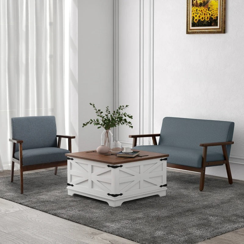 HOMCOM Modern Accent Chairs with Cushioned Seat, Upholstered Linen-Feel Armchair for Bedroom, Living Room, Dark Gray