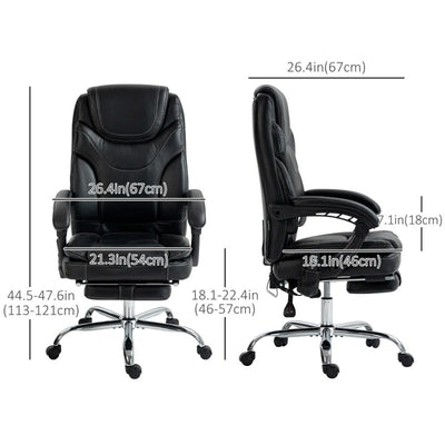 Vinsetto 6 Point Vibration Massage Office Chair, PU Leather Heated Reclining Computer Chair with Footrest, Black