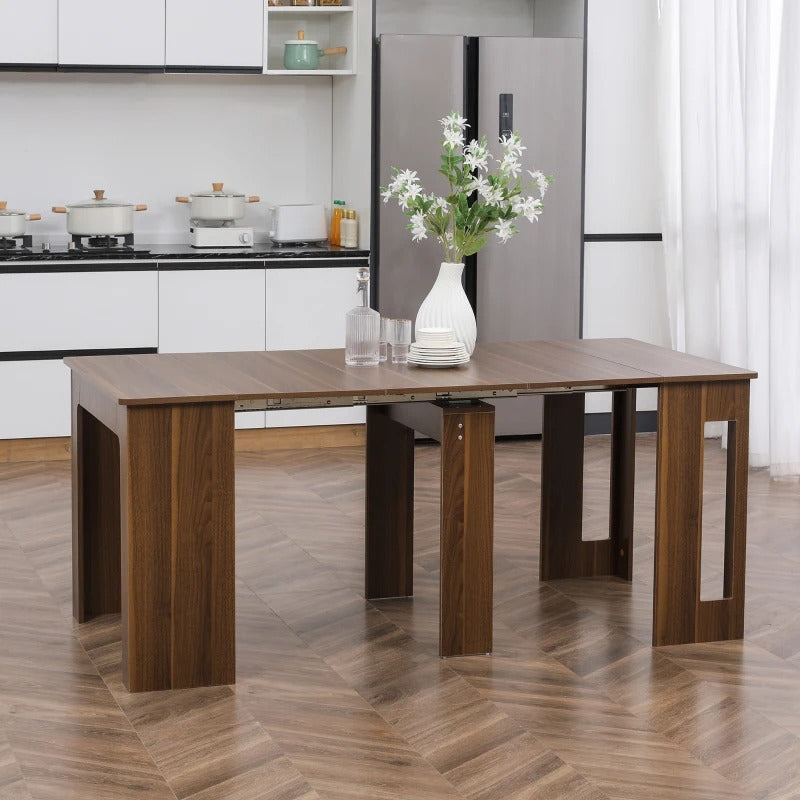 HOMCOM Foldable Dining Table, Extendable Kitchen Table for Small Spaces, Seats up to 6 People