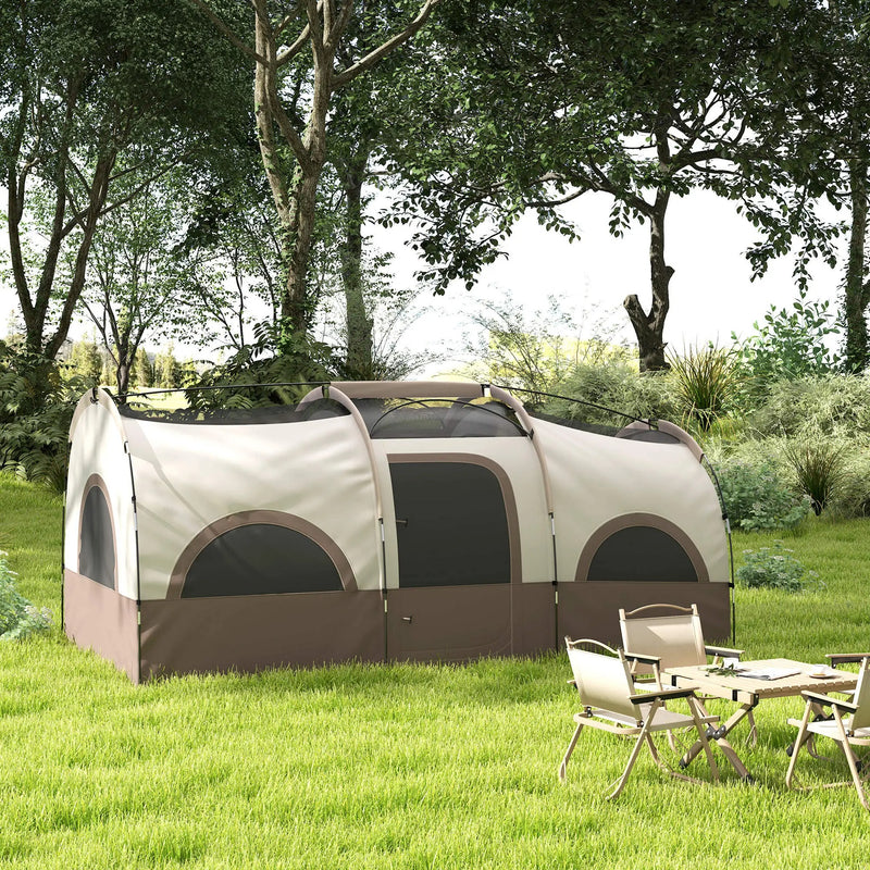 Outsunny 4-6 Person Camping Tent, 3 Room Cabin Tent, 3000mm Waterproof and UPF30+ with Sewn in Groundsheet and Carry Bag, Khaki