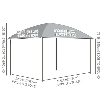 Outsunny 10' x 10' Outdoor Gazebo Canopy, Hardtop Gazebo with UV60+ Polycarbonate Roof, Steel Frame, Central Hook, and Curtains, for Garden, Lawn, Backyard, Deck, Dark Grey