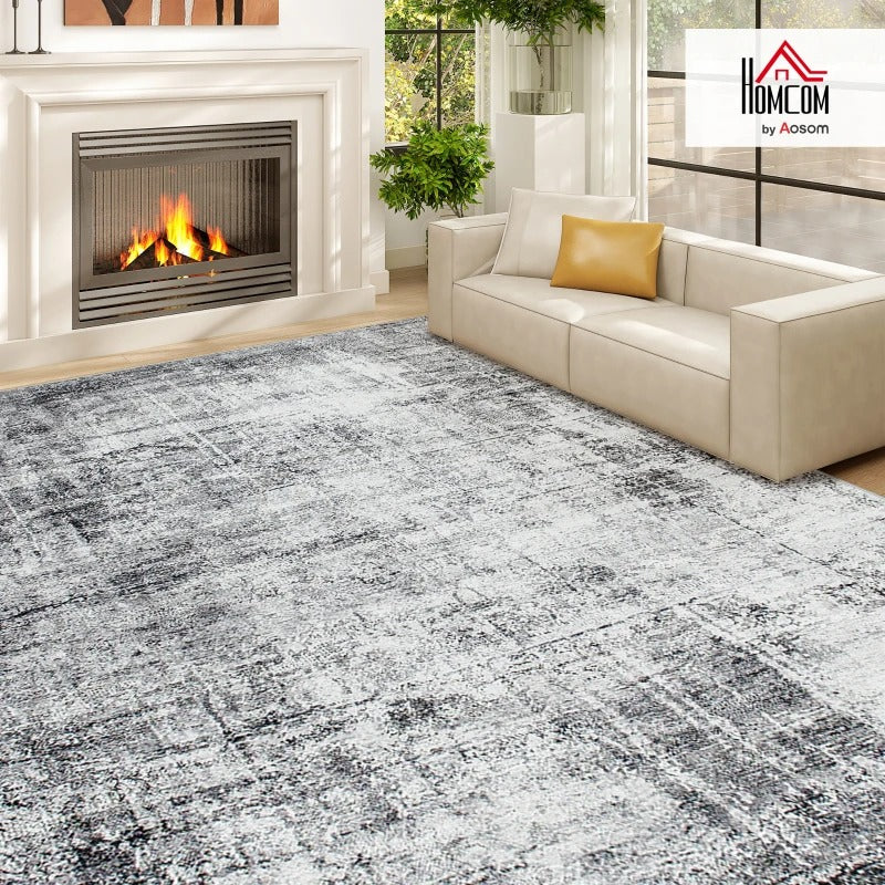 HOMCOM Area Rug for Living Room 9x12, Modern Abstract Machine Washable Rug, Non-Slip Carpet for Bedroom, Dining Room, Grey