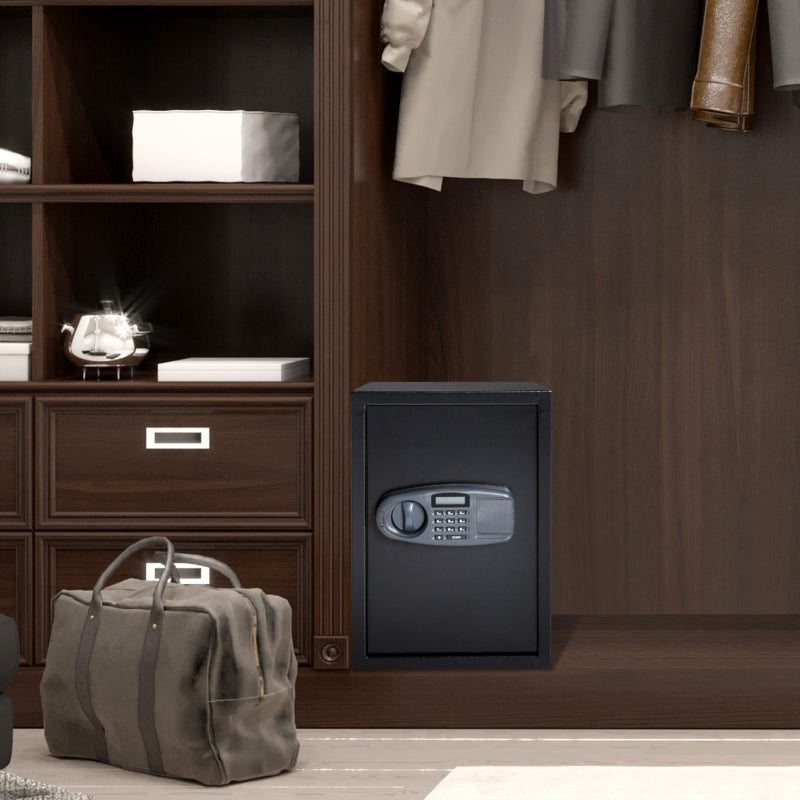 HOMCOM 2.2cf Electronic Wall Safe Box Digital Lock Safety Cash Jewelry Security Home Office Hotel