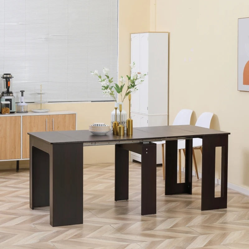 HOMCOM Extendable Dining Table, Expandable Kitchen Table for Small Spaces, Seats up to 6 People, Dark Brown