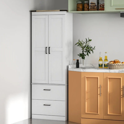HOMCOM 67" Tall Kitchen Pantry Storage Cabinet, Kitchen Pantry Cabinet with Doors, Drawers and Adjustable Shelves, Cream White