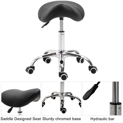 Hydraulic Salon Stool Saddle Chair Adjustable Seat Swivel