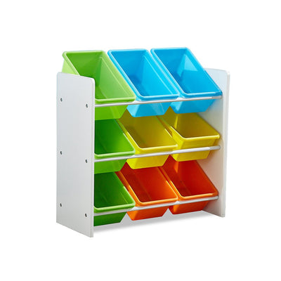 Levede 9 Bin Kids Bookcase Wooden Shelf Bookshelf Toy Organiser Storage Bin Rack