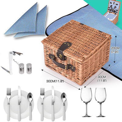 Deluxe 2 Person Picnic Basket Baskets Set Outdoor Corporate Blanket Park Trip