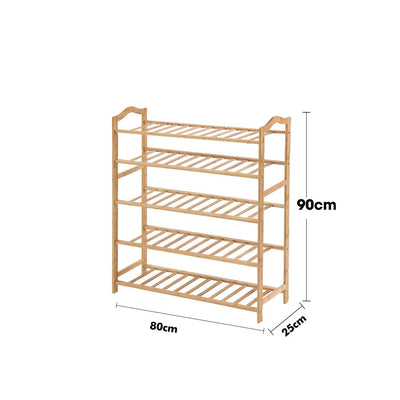 Levede Bamboo Shoe Rack Storage Wooden Organizer Shelf Stand 5 Tiers Layers 80cm