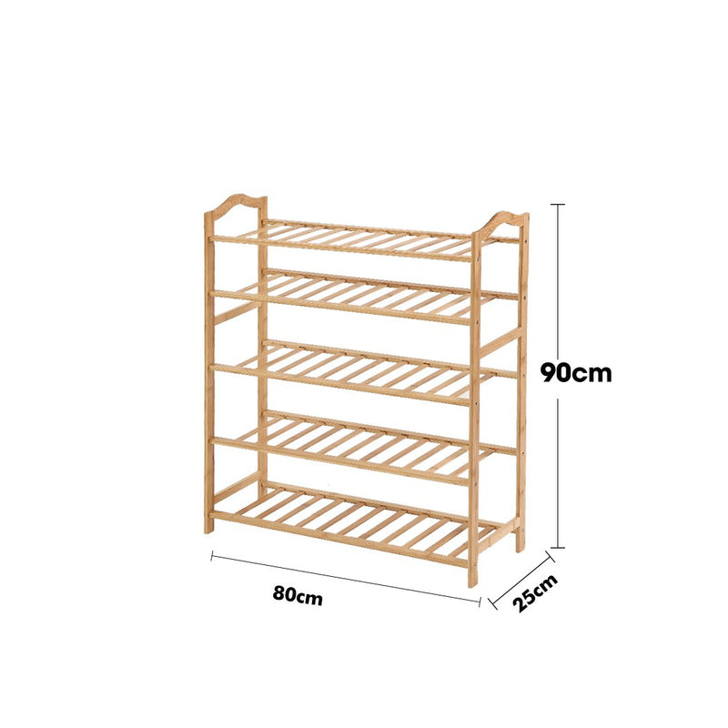 Levede Bamboo Shoe Rack Storage Wooden Organizer Shelf Stand 5 Tiers Layers 80cm