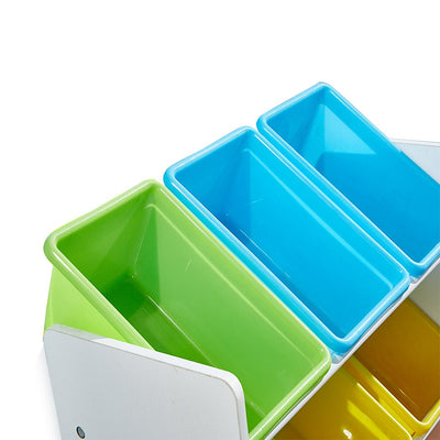 Levede 9 Bin Kids Bookcase Wooden Shelf Bookshelf Toy Organiser Storage Bin Rack