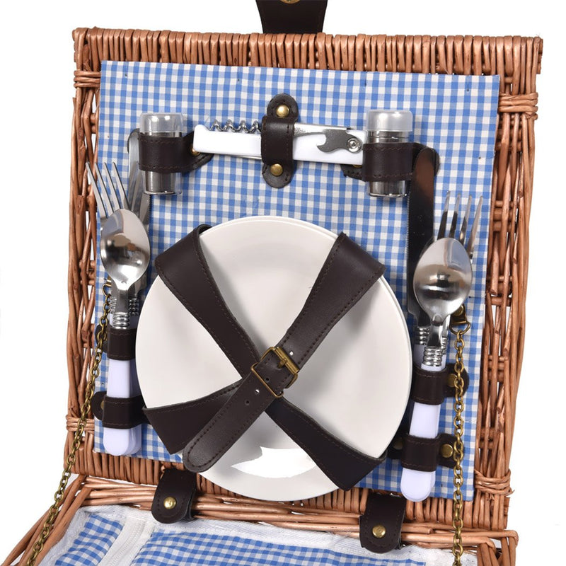 Deluxe 2 Person Picnic Basket Baskets Set Outdoor Corporate Blanket Park Trip