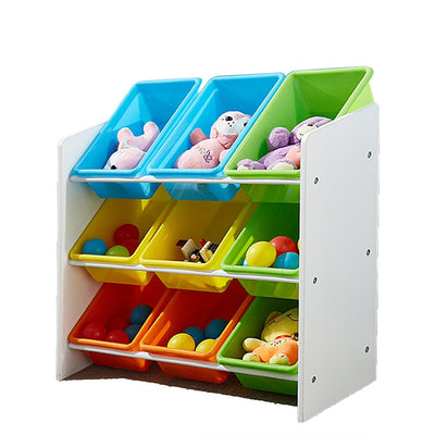 Levede 9 Bin Kids Bookcase Wooden Shelf Bookshelf Toy Organiser Storage Bin Rack