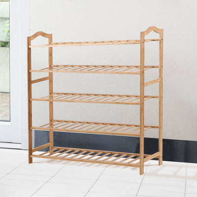 Levede Bamboo Shoe Rack Storage Wooden Organizer Shelf Stand 5 Tiers Layers 80cm