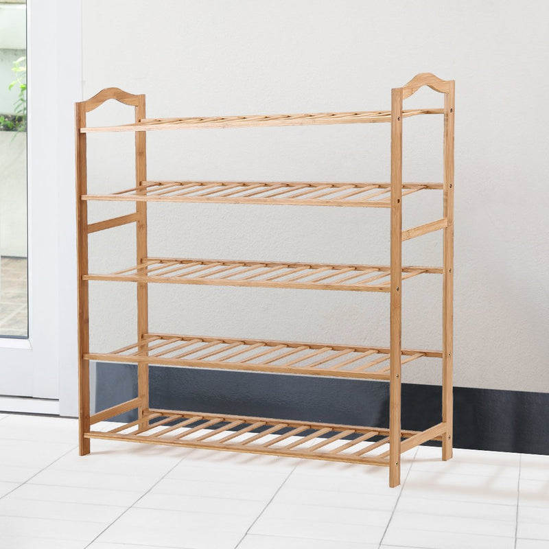 Levede Bamboo Shoe Rack Storage Wooden Organizer Shelf Stand 5 Tiers Layers 80cm
