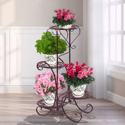 1x Levede Plant Stand Outdoor Indoor Metal Flower Pots Rack Corner Planter Shelf