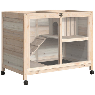 Small Rabbit Hutch Indoor, Split House Design, Bunny Cage, Bunny Hutch on Wheels