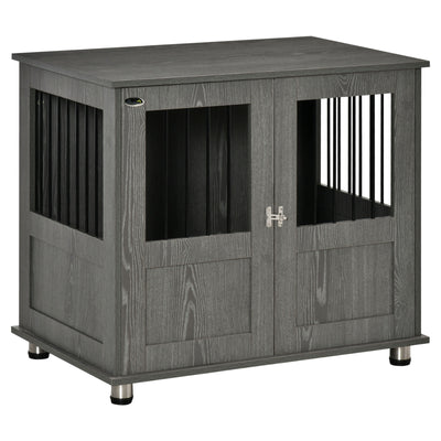 Medium Wooden Furniture Style Dog Crate w/ Double Door, Indoor End Table