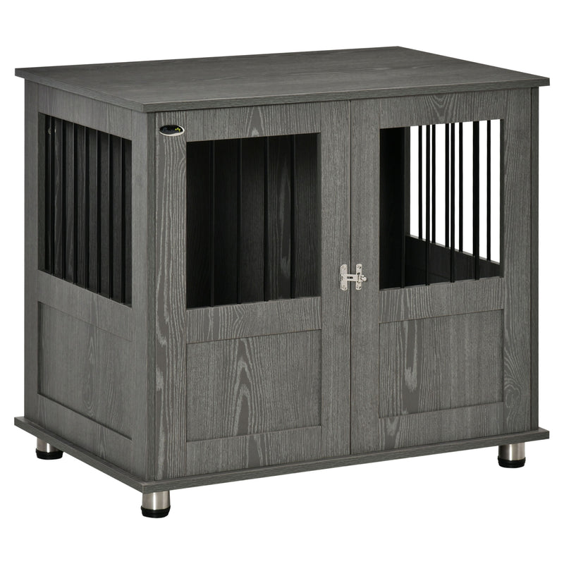 Medium Wooden Furniture Style Dog Crate w/ Double Door, Indoor End Table