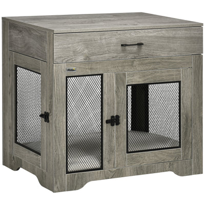 Indoor Use Dog Kennel End Table with Drawer Double Doors for Medium Dogs