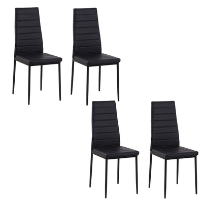 High Back Dining Chairs Upholstered PU Leather Accent Chairs Set of 4