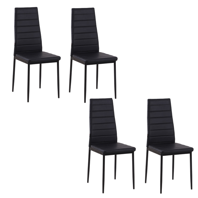 High Back Dining Chairs Upholstered PU Leather Accent Chairs Set of 4