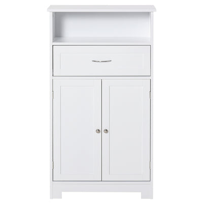 Modern Free Standing Bathroom Cabinet with Open Shelf and Wide Tabletop