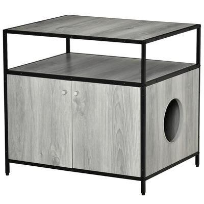 Cat Litter Box Enclosure Double-door Nightstand with Storage Shelf
