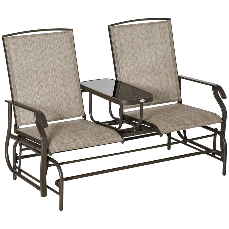 58&quot; 2 Person Glider Rocking Chair Garden Bench Outdoor Loveseat