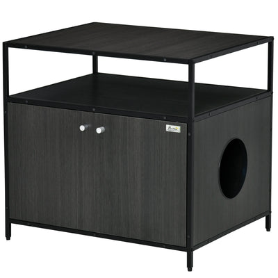 Cat Litter Box Enclosure Double-door Nightstand with Storage Shelf