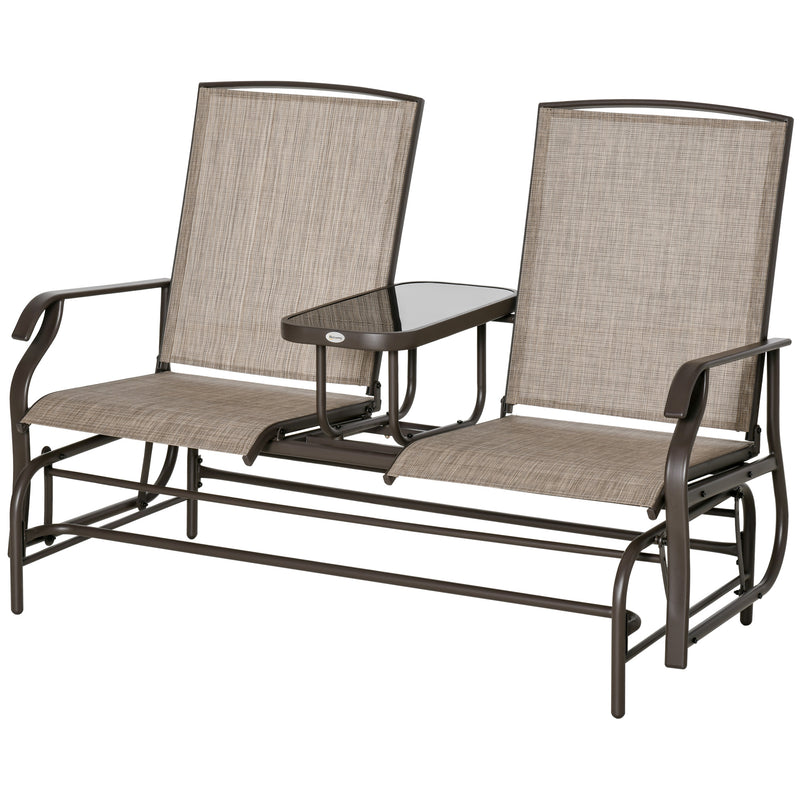 58&quot; 2 Person Glider Rocking Chair Garden Bench Outdoor Loveseat