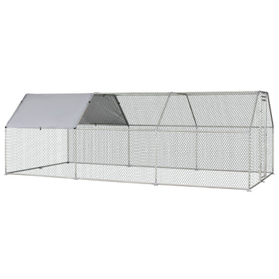 Large Metal Walk-In Chicken Coop Run Cage w/ Cover Outdoor