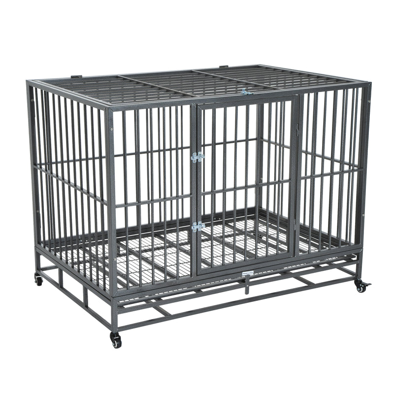Heavy Duty Dog Pet Crate Kennel Cage Playpen Metal W/ Tray Castor