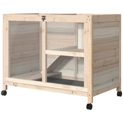 Small Rabbit Hutch Indoor, Split House Design, Bunny Cage, Bunny Hutch on Wheels