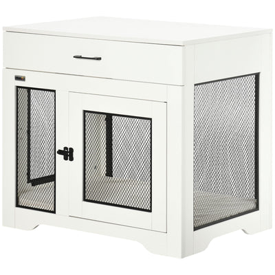 Indoor Use Dog Kennel End Table with Drawer Double Doors for Medium Dogs