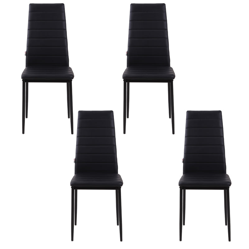 High Back Dining Chairs Upholstered PU Leather Accent Chairs Set of 4