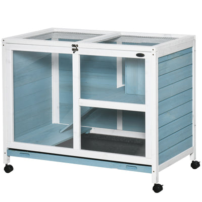 Small Rabbit Hutch Indoor, Split House Design, Bunny Cage, Bunny Hutch on Wheels