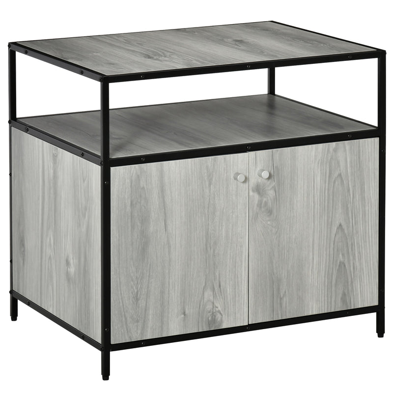 Cat Litter Box Enclosure Double-door Nightstand with Storage Shelf