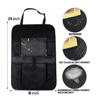 Foldable Car Back Seat Organizer Leather Storage Bag Table Tray Cup Holder iPad