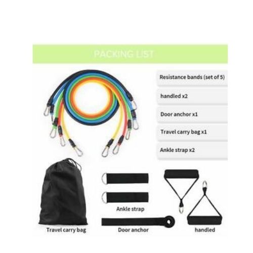 11 PCS FITNESS PULL ROPE LATEX RESISTANCE BAND TRAINING EXERCISE YOGA TUBES PULL