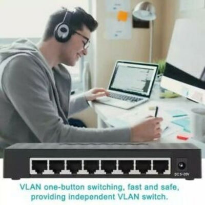 8Port Gigabit Ethernet 10/100/1000Mbps Switch Lan Hub Adapter for Router & Modem